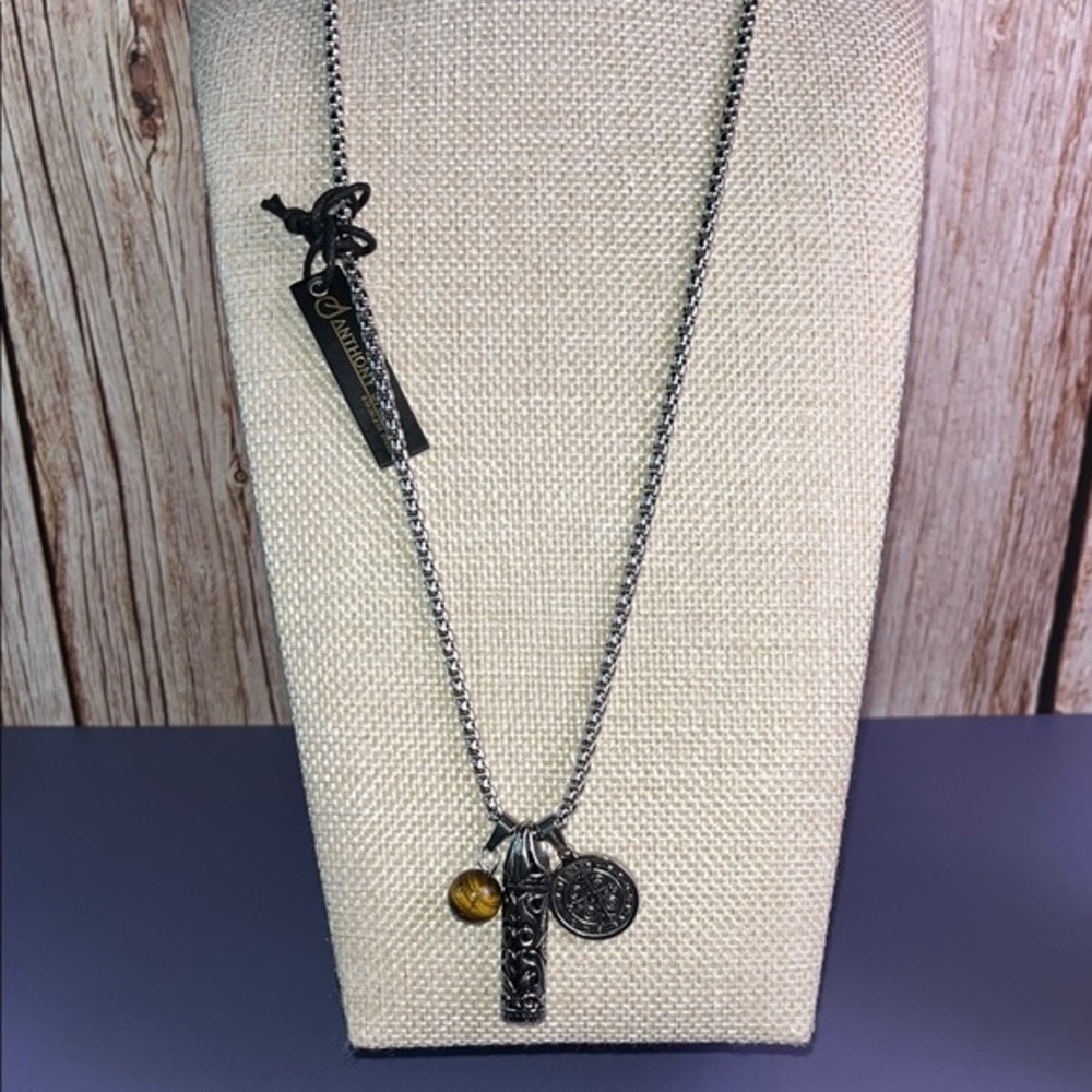 Anthony Jacobs Stainless Steel necklace w/ Charms NWT